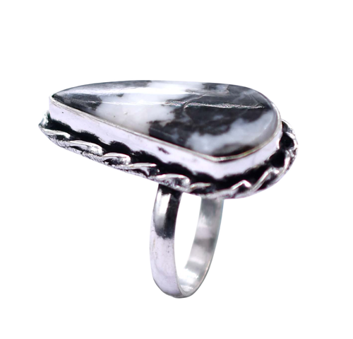Shanya Anello Etnico In Argento Sterling Con Pietra Howlite Naturale, Fatto A Mano, Regalo Per Lei, Ideale Per Pelli Sensibili - 2