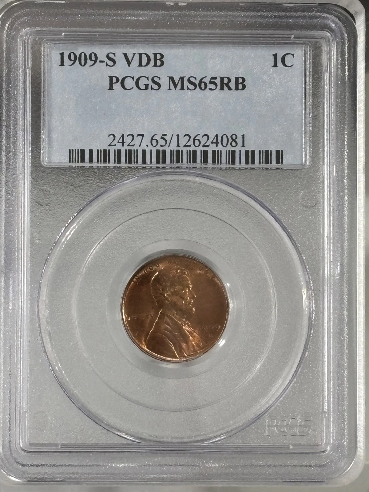 1909 S VDB Red-Brown Lincoln Wheat Copper Cent 1C PCGS MS 65 RB