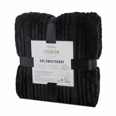Decke Wohndecke Plaid Kuscheldecke 3D-Streifenstruktur Wendbar schwarz 200x220cm