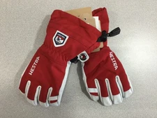 HESTRA ARMY LEATHER HELI SKI JUNIOR 5-FINGER GLOVE - RED - SIZE 5