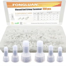 550pcs Closed End Crimp Connectors,Wire End Caps,24-10 Gauge Copper Core and ...