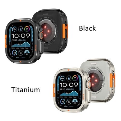 Lot of 2 Rugged Bumper Watch Cover Case For Apple Watch Ultra 49m Black+Titanium
