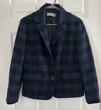 90s Liz Claiborne Women s Wool Blazer Jacket M Petite Plaid Vintage EUC Academia