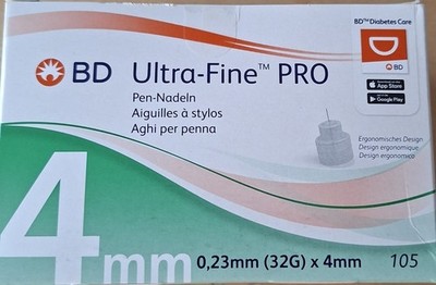 105 Pen-Nadeln BD Ultra-Fine PRO 0,23mm (32G) x 4mm NEU+OVP MHD 2029