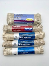Lot of 5 Braided Cotton Clothesline Cord Mult-Purpose Laundry Crafts 300ft Total