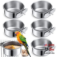 6 Pack Bird Feeding Bowls Cups, Parrot Food Water Dishes Stainless Steel Bird