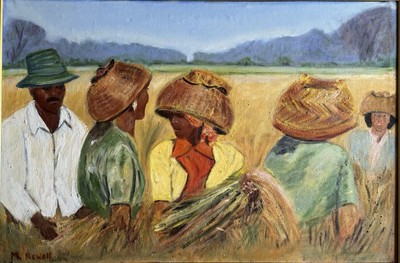 Reisernte auf Bali _ Original Ölgemälde signiert gerahmt