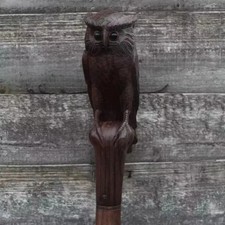 HANDMADE CARVED WOODEN OWL HANDLE WALKING STICK CANE FOR MEN WOMEN CHOICE GIFT