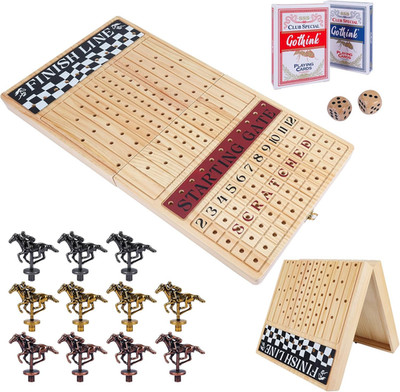 Large 23 Inches Horse Race Board Game, Premium Durable Foldable Wooden Box, Hors
