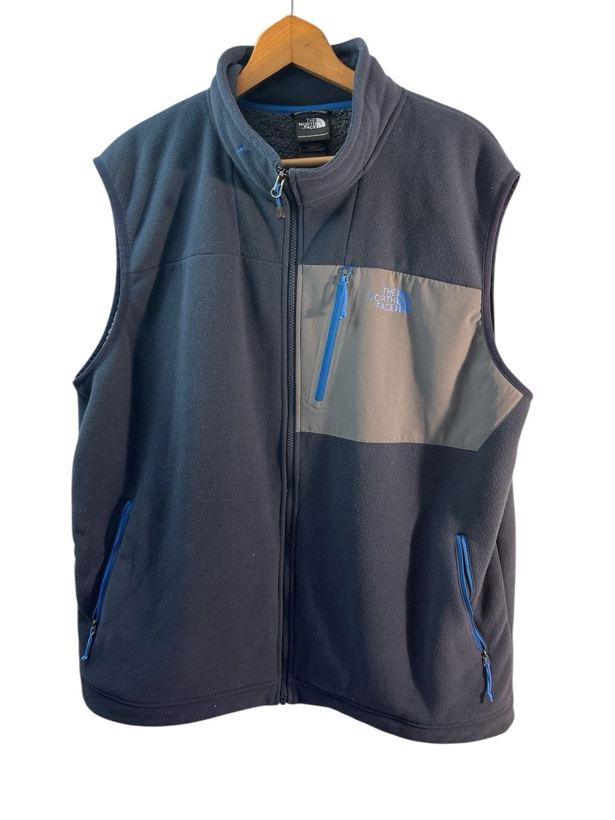 The North Face Horizon Vest Navy Gray Fleece interior Pockets XXL
