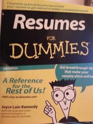 Resumes for Dummies - Paperback, by Kennedy Joyce Lain - Very Good j