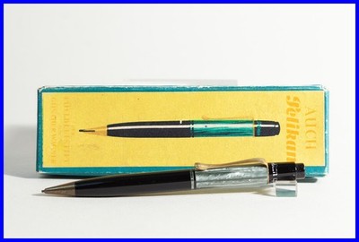 1930er vintage Schwarz & Grün marmoriert AUCH Pelikan 200 Druckbleistift mit BOX