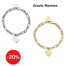 Bracciale Donna Cuore Grazie Mamma Acciaio o Dorato Sagapo SBY015 SBY016 S'agapo