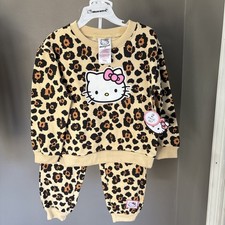HELLO KITTY Girls 2 Piece Top and Pant set, Leopard Print Size T3, NWT