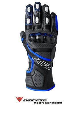 RST Fulcrum Grey/Blue/Black Track Sport Urban Touring Leather Motorcycle Glov...