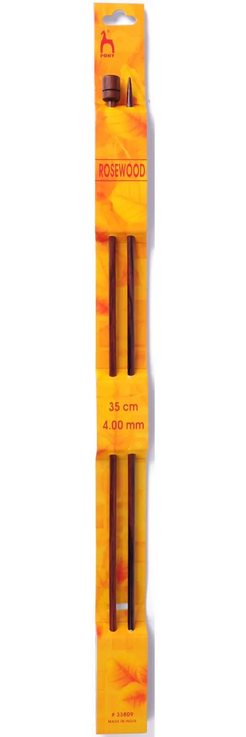 Pony Rosewood Knitting Pins Needles - Single Ended (35cm x 4.00mm)