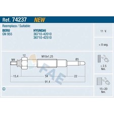 1x ORIGINAL® Fae Glühkerze für Hyundai H-1 / STAREX Bus H100 Kasten H100 Bus