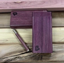 Exotic Purpleheart 4" Dugout Stashbox w Bat/One Hitter Pipe- Handmade In The USA