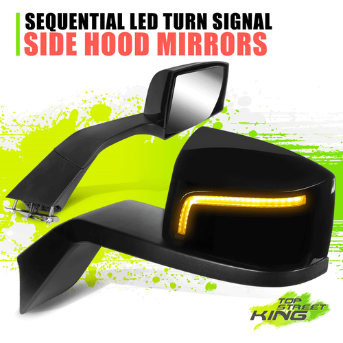 Sequential L-Pattern LED Signal Side Hood Mirror for Volvo VNL 300 740 760 18-21 - Picture 1 of 6
