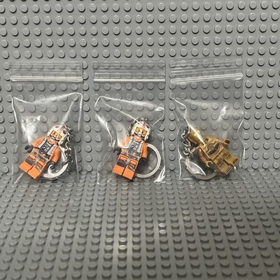 Lot Of 3 LEGO Star Wars Minifig Keychains:  x2 Luke Skywalker And C-3PO