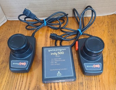 Bundle Atari 2600 Indy 500 Game, 2 Driving controllers Tested Work