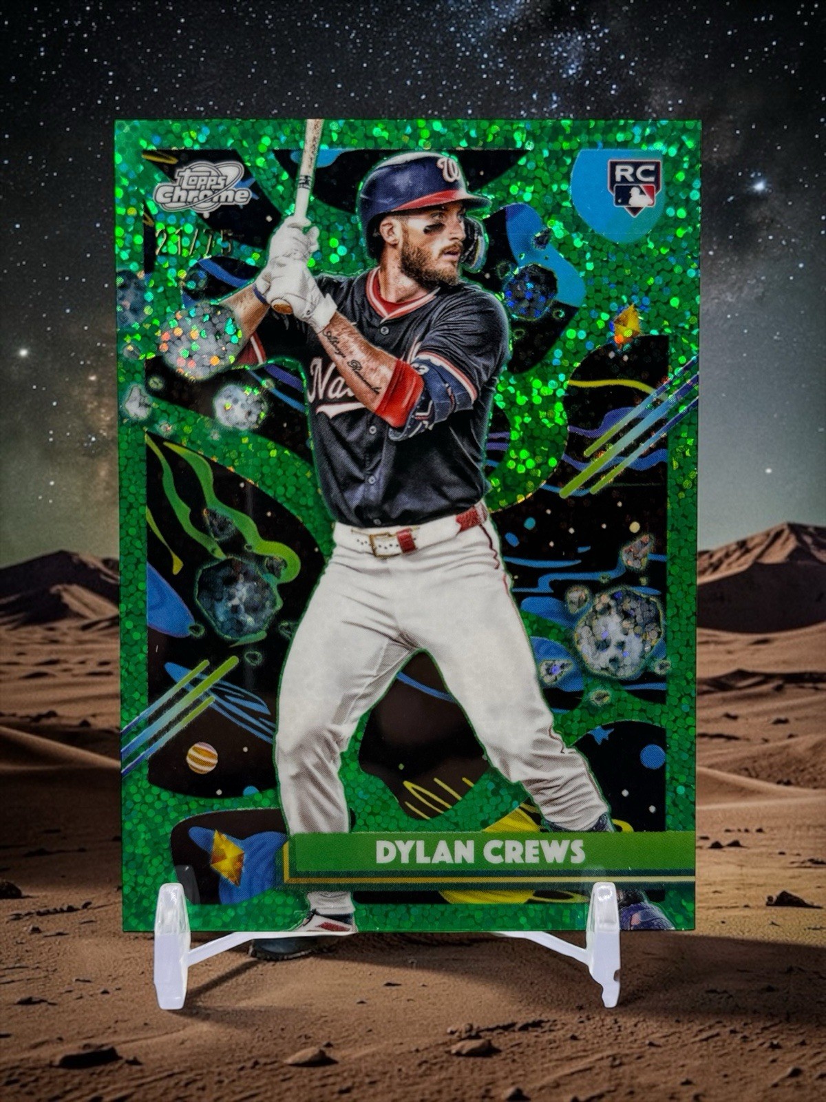 2025 Topps Cosmic Chrome - Dylan Crews #194 Green Space Dust Refractor /75 (RC)