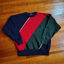 Vintage 90s Nautica Mens Sz Large Color Block Knit Sweater