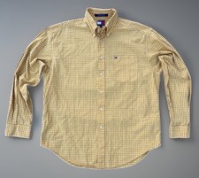 Tommy Hilfiger Shirt Mens L Button Down Check Long Sleeve Crest Y2K Preppy VTG