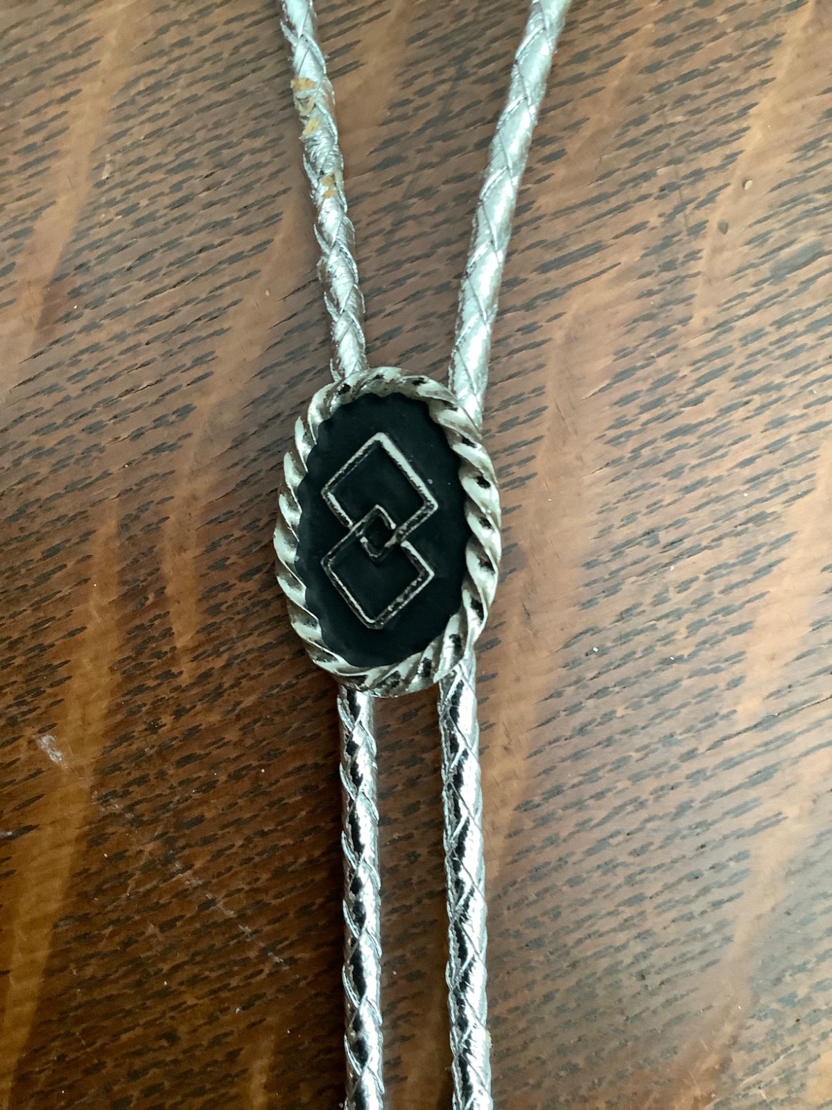 BOLO TIE Geometric Interlocking Square Silver-Ton… - image 1