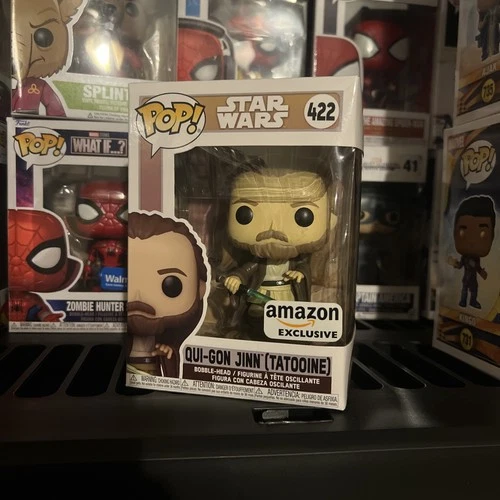 Funko Pop Star Wars Qui-Gon Jinn Tatooine #422 Amazon Exclusive with Protector