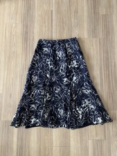 VTG Lauren Ralph Lauren Skirt Silk Blue Floral Knee Midi Women 6 Boho Preppy 90s