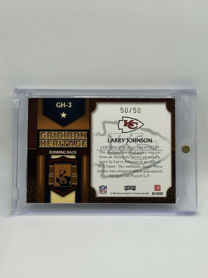 2007 Playoff Prestige Gridiron Heritage Jersey | Larry Johnson | 50/50 | KC - Image 2 of 2