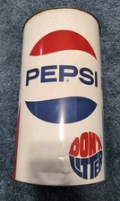 Cubo de basura vintage años 70 Pepsi Cola metal acero 14” cubo de basura no tirar basura