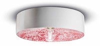 Deckenleuchte Deckenlampe Rund Ø 40 Cm Weiß Rot E27 Keramik Retro Handarbeit