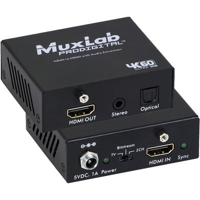 Muxlab 500436 Hdmi To Hdmi Adapter With Audio Extraction 4K 60 Support