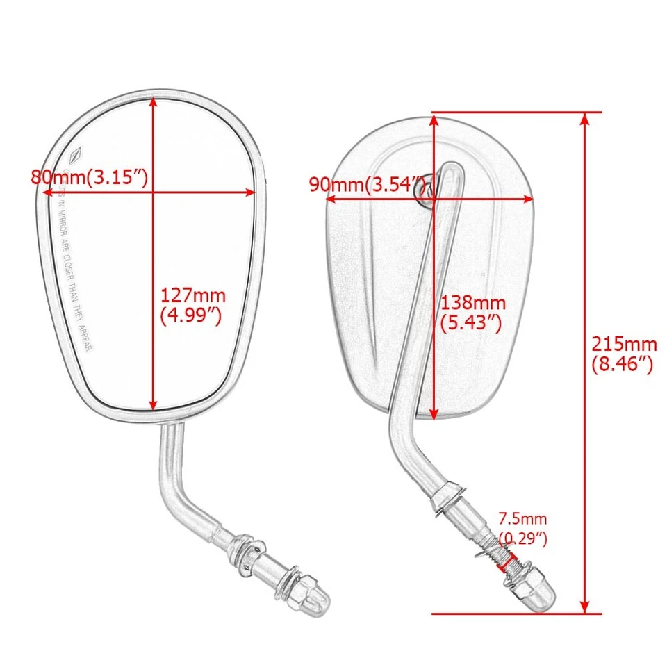 Espejos retrovisores laterales negros mate de 8 mm para Harley Electra Street Glide Sportster Foto 2 de 4
