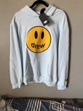 Drew Skate House Hoodie Blue Pullover Skateboarding Justin Bieber Size: large