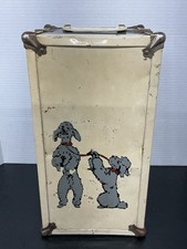 CASS Toys Metal Doll Wardrobe Case Gray White Steamer Trunk Poodles Dog