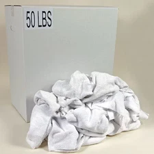 Recycled Cotton Terry Towels Cloth Rags, 50 Lb., 14 In X 17 In, White, G206050pc