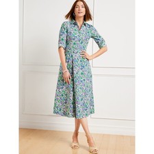 Talbots Fit and Flare Poplin Shirtdress In Spring Fleur Belted Womens 4 Petite