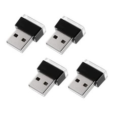 4 PCS USB LED Car Interior Atmosphere Lamp, Mini LED Plug-in USB Green