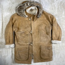 Vintage Sawyer of Napa Men's Size Large Shearling Coat Fur Hood Sheepskin USA