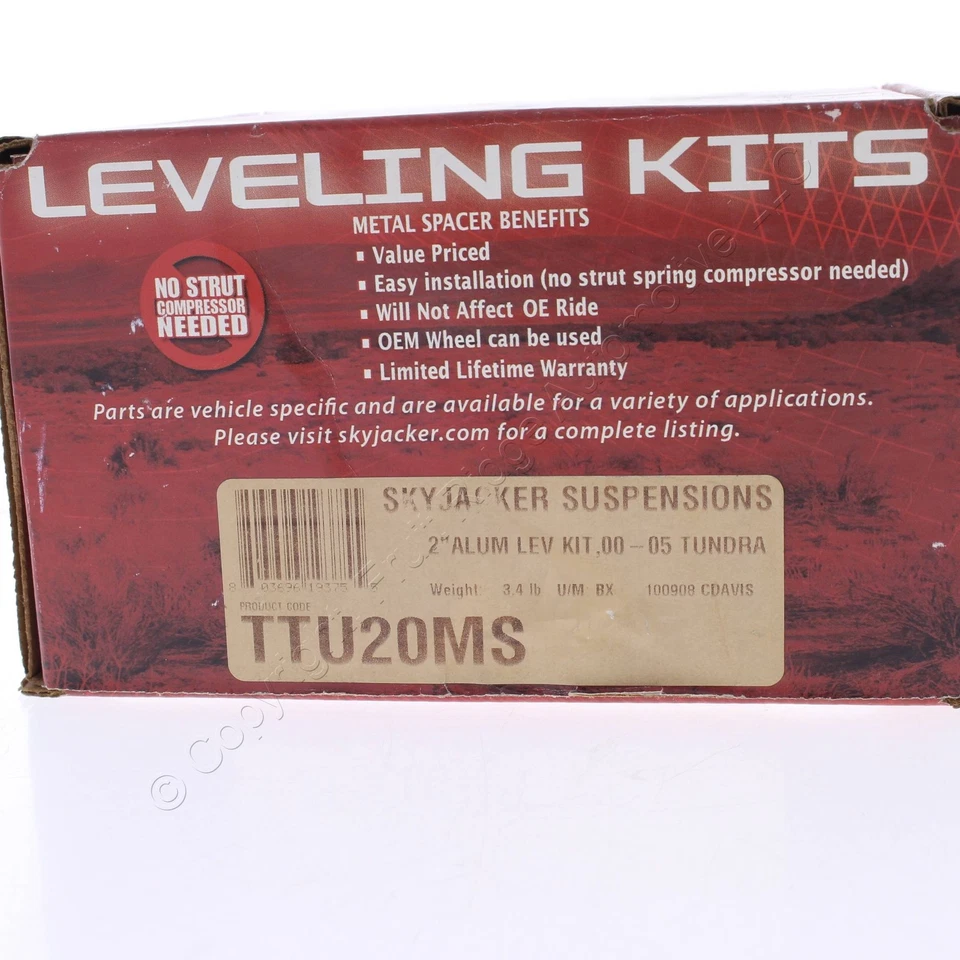 Kit de nivelación espaciador de metal delantero Skyjacker TTU20MS para elevación de 2" 2000-2006 Tundra Foto 4 de 4