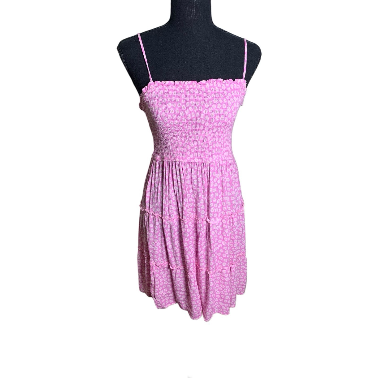 Hippie Rose NWT M Junior Pink Flower Tiered Sun Dress #2149D