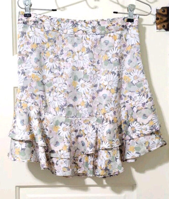 FLASH SALE!! LC Lauren Conrad Ruffle Short Micro Mini Skirt Medium Ivory Orange