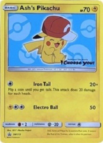 Lightly Played Ash's Pikachu - SM113 - SM Black Star Promo Pokemon SM Promos