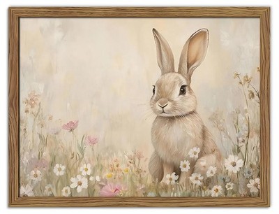 Easter Wall Art Poster Print, Rabbit in Spring 10''L x 8''W, Bunny 