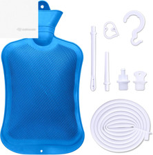 2L Coffee Enema Bag Kit Douche Combination Colon Detox Cleanse 5Ft PVC Hose Blue
