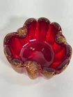 BAROVIER Murano Coronato D’Oro Gold Aventurine Red Art Glass Bowl Italy