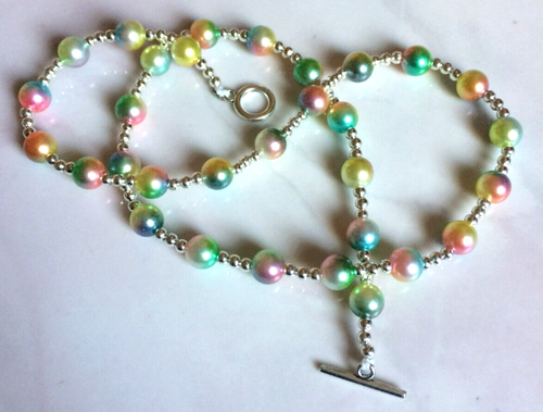 Multi Coloured Glossy Round Bead Necklace - Length 20 Inches. #2 - Picture 3 of 4